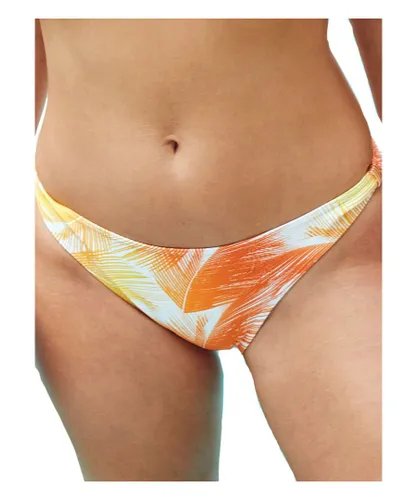 Figleaves Womens Manilla Palm Classic Bikini Bottom - Orange