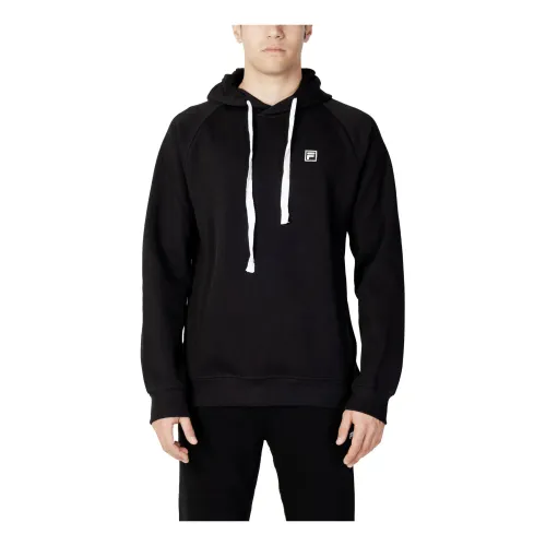 Fila , Black Plain Hooded Sweatshirt ,Black male, Sizes: