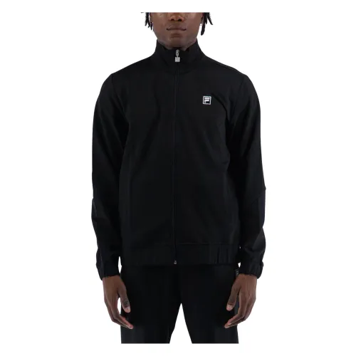 Fila , Box Logo Full Zip Sweatshirt ,Black male, Sizes: