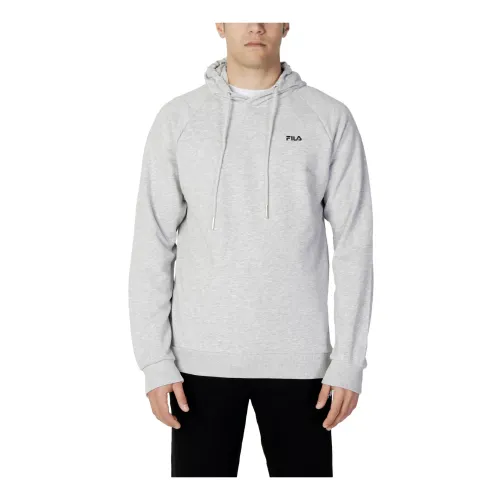 Fila , Grey Plain Hooded Sweatshirt for Men ,Gray male, Sizes: