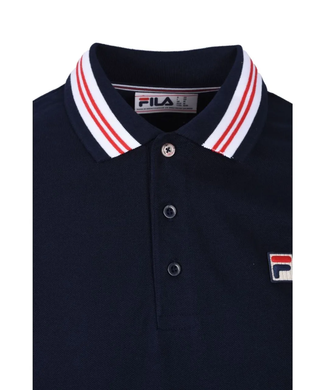 Fila Mens Vintage Faraz Tipped Rib Polo Shirt Navy