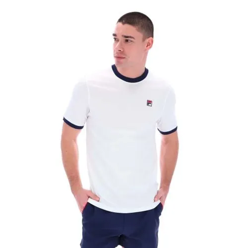 FILA Mens White FILA Navy Marconi Ringer T-Shirt
