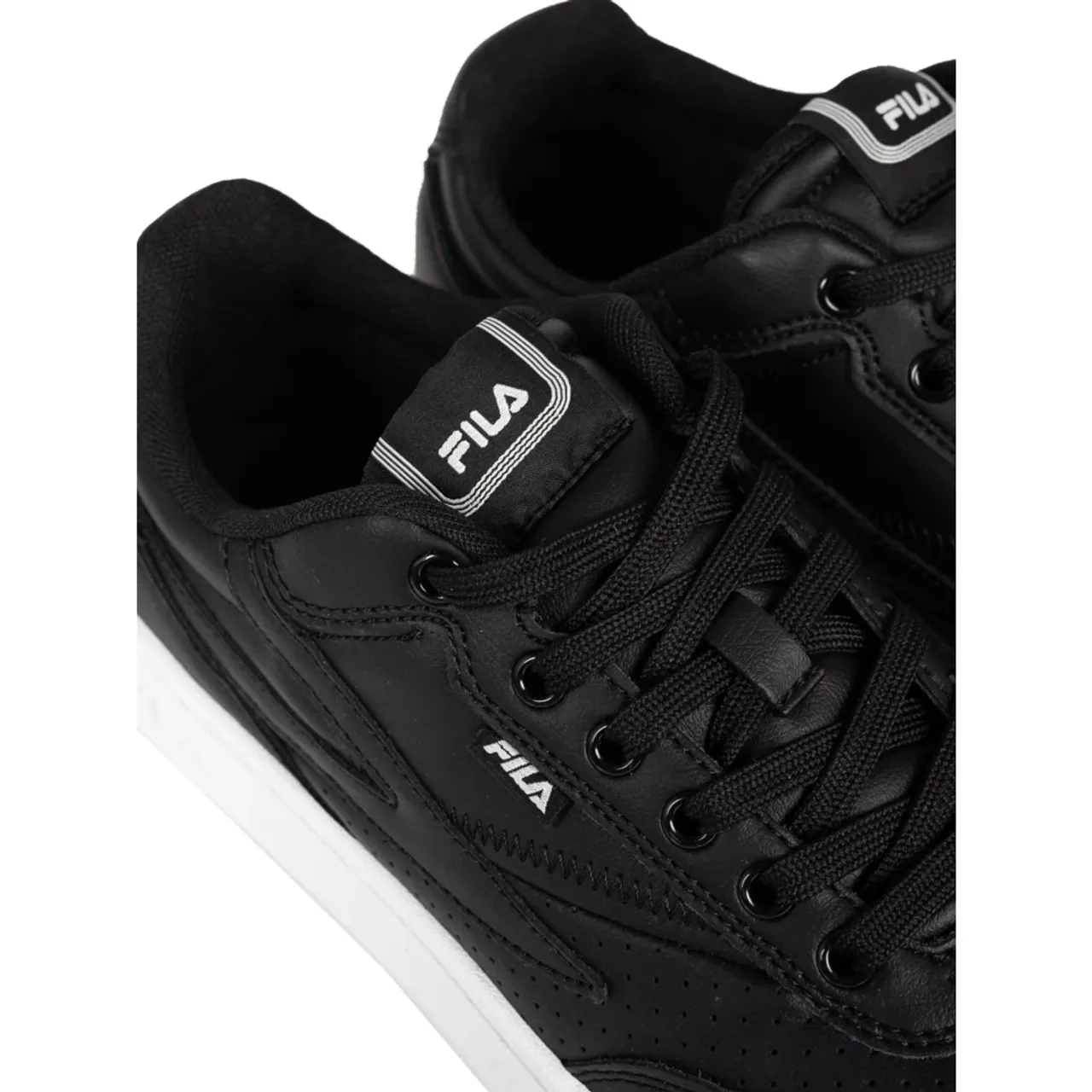 Fila , Round Toe Leather Sneakers ,Black male, Sizes: