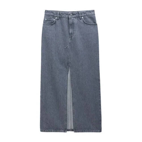 Filippa K , Grey Cotton Denim Skirt ,Gray female, Sizes: