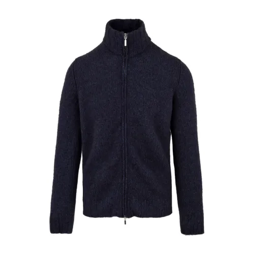 Filippo De Laurentiis , Blue Full Zip Sweater for Men ,Blue male, Sizes: