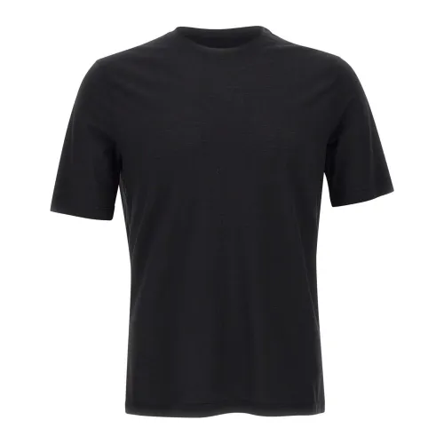 Filippo De Laurentiis , Men's Black Crêpe Cotton T-shirt ,Black male, Sizes: