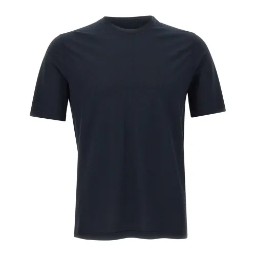 Filippo De Laurentiis , Men's Crêpe Cotton T-shirt, Navy Blue ,Blue male, Sizes: