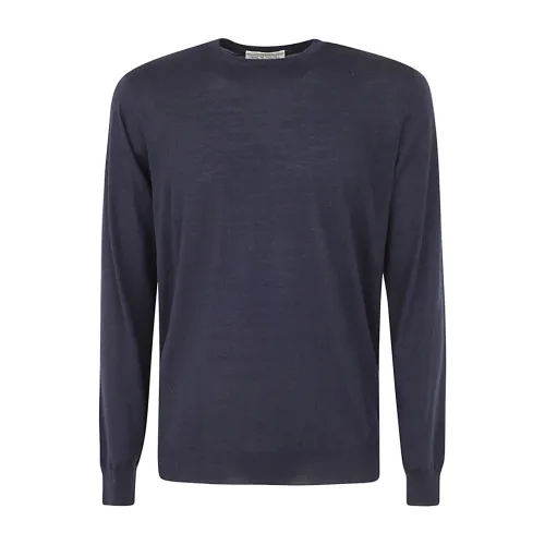 Filippo De Laurentiis , Wool Silk Cashmere Long Sleeves Crew Neck Sweater ,Blue male, Sizes: