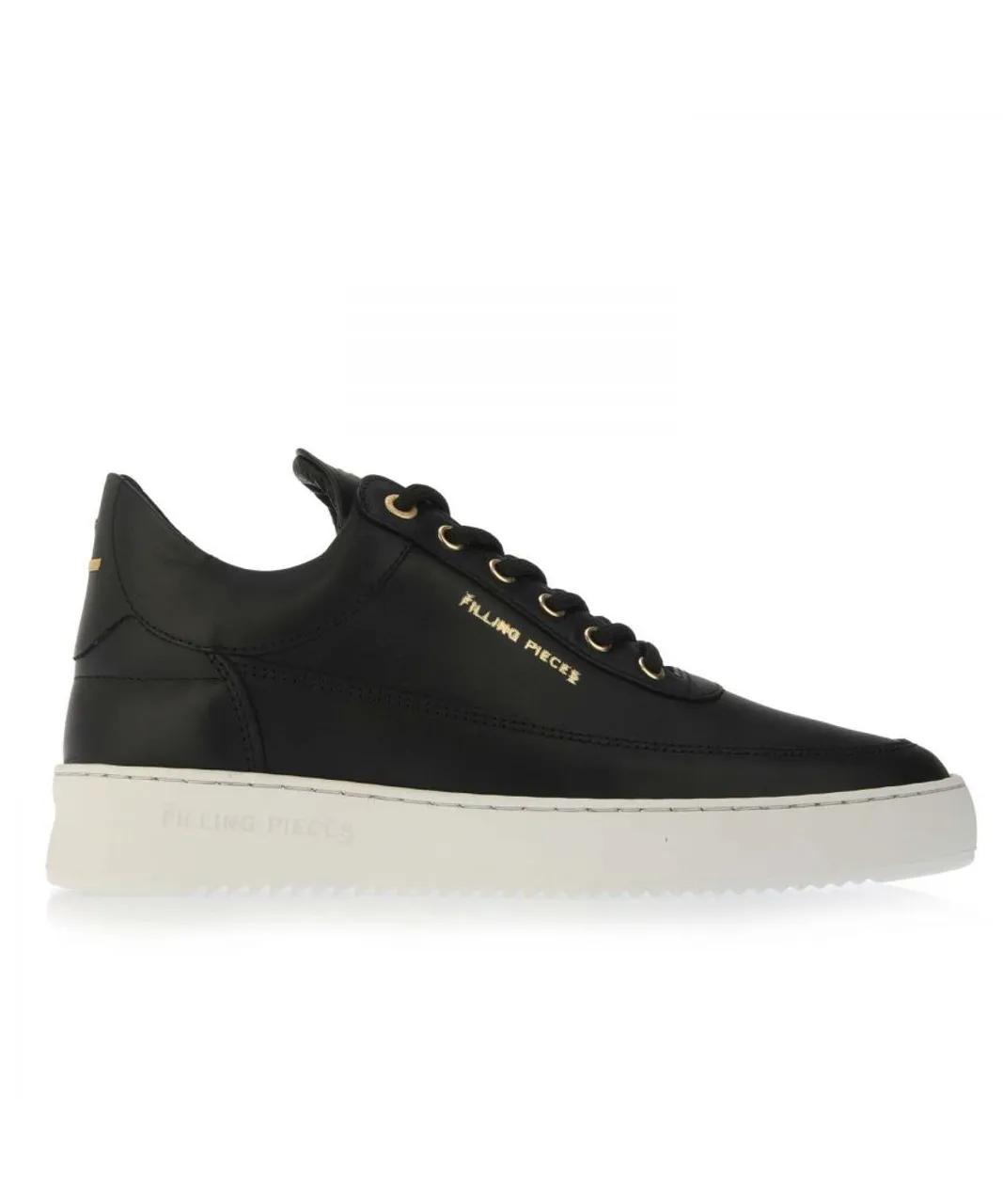 Filling Pieces Womenss Eva Lane Low Top Trainers in Black Leather (archived)
