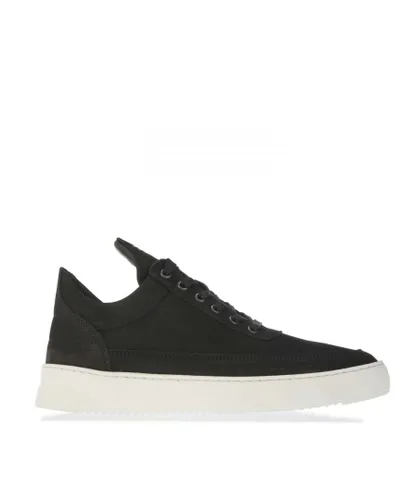 Filling Pieces Womenss Low Top Ripple Basic Trainers in Black Leather (archived)
