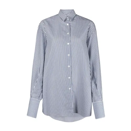 Finamore , Blue Vertical Stripe Shirt ,Blue female, Sizes: