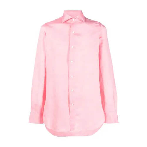 Finamore , Linen/Cotton shirt ,Pink male, Sizes: