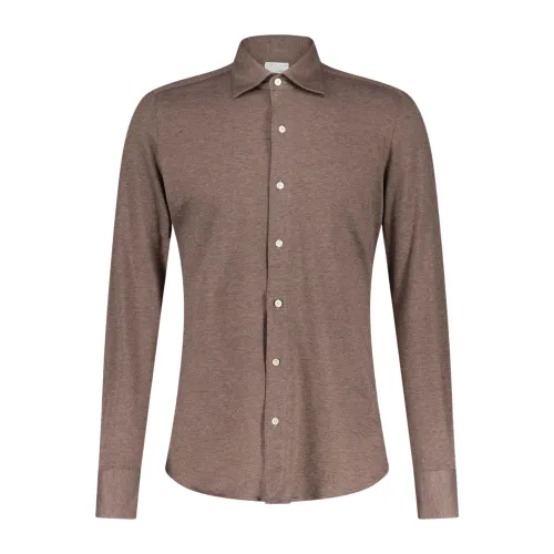 Finamore , Toronto Shirt with Cashmere Blend ,Brown male, Sizes: