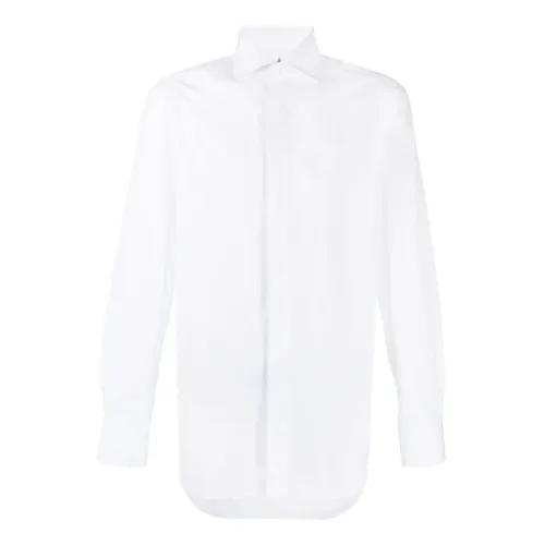 Finamore , White Cotton Shirt with Spread Collar ,White male, Sizes: