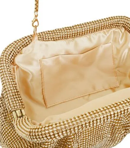 Finding Friday Gold Diamanté Clutch Bag New Look