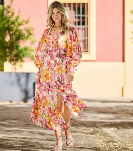 Finding Friday Multicolour Metallic Floral Midi Dress New Look