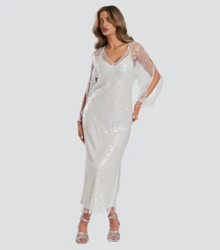 Finding Friday Off White Sequin Midi Dress New Look