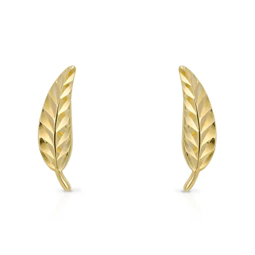 Fine Jewellery by John Greed 9ct Gold Feather Stud Earrings