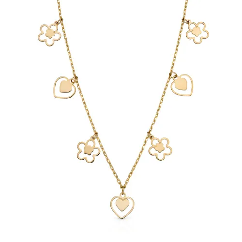 Fine Jewellery by John Greed 9ct Gold Heart & Flower Charm Necklace