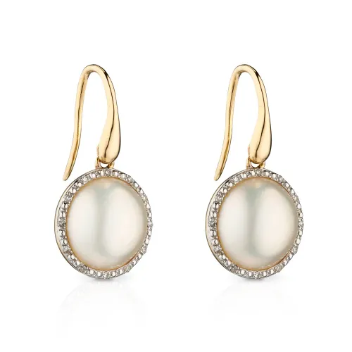 Fine Jewellery by John Greed 9ct Gold Mabe Pearl & Diamond Earrings