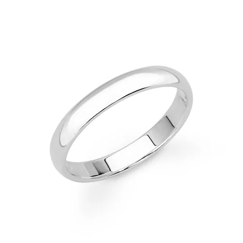 Fine Jewellery by John Greed 9ct White Gold D-Shaped Wedding 3mm Ring