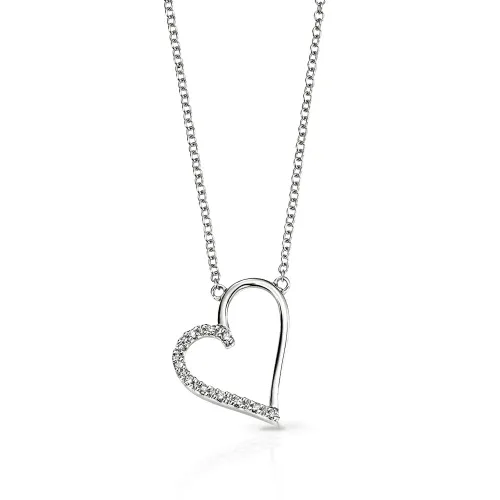 Fine Jewellery by John Greed 9ct White Gold Diamond Open Heart Necklace