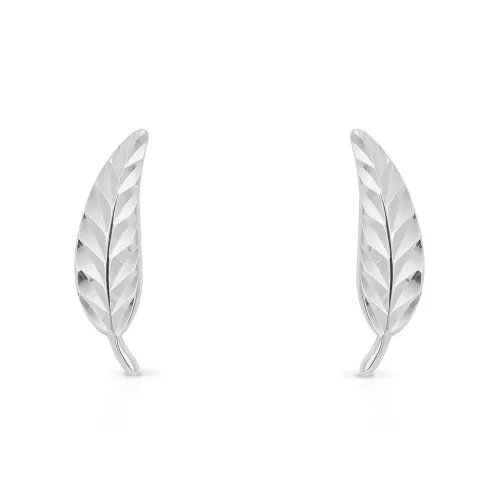 Fine Jewellery by John Greed 9ct White Gold Feather Stud Earrings