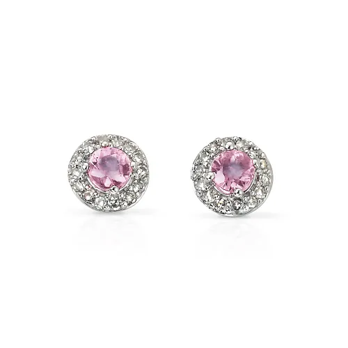 Fine Jewellery by John Greed 9ct White Gold Pink Sapphire & Diamond Stud Earrings