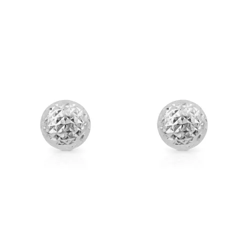 Fine Jewellery by John Greed 9ct White Gold Textured Ball Stud Earrings