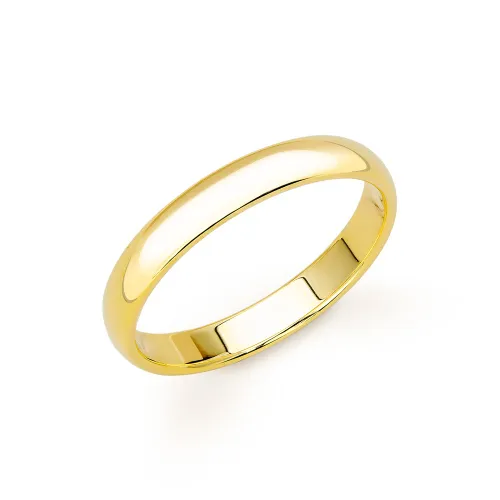 Fine Jewellery by John Greed 9ct Yellow Gold D-Shaped Wedding 3mm Ring