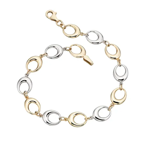 Fine Jewellery by John Greed 9ct Yellow & White Gold Cut Out Oval Link Bracelet