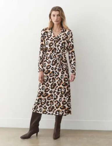 Finery London Womens Animal Print Midaxi Shirt Dress - 10 - Brown Mix, Brown Mix