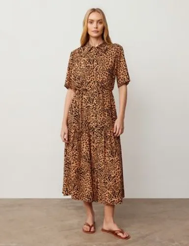 Finery London Womens Animal Print Midaxi Shirt Dress - 8 - Brown Mix, Brown Mix