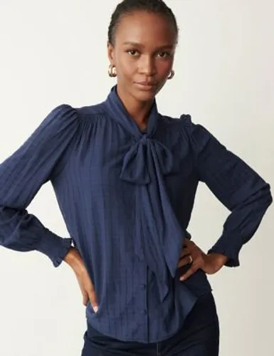 Finery London Womens Checked Tie Neck Blouse - 18 - Navy Mix, Navy Mix