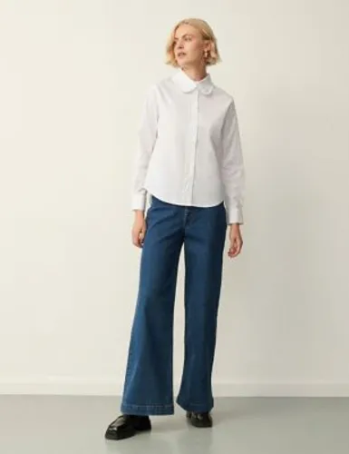 Finery London Womens Cotton Rich Frill Peter Pan Collar Shirt - 10 - White, White