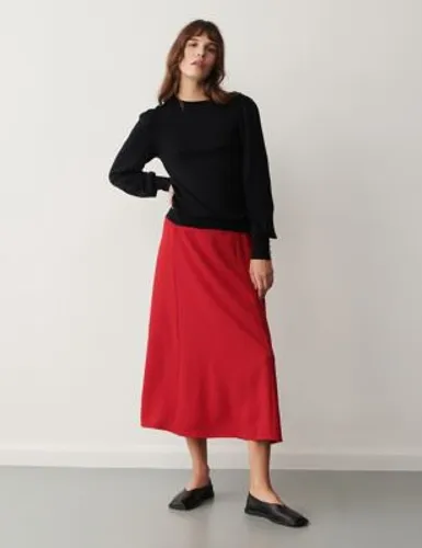 Finery London Womens Crepe Midaxi A-Line Skirt - 8 - Red, Red