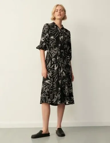 Finery London Womens Floral Blouson Sleeve Midi Shirt Dress - 18 - Black Mix, Black Mix