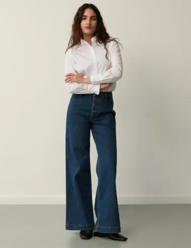 Finery London Womens High Waisted Wide Leg Jeans - 34 - Blue, Blue