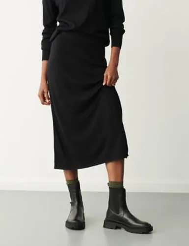 Finery London Womens Knitted Midi A-Line Skirt - 10 - Black, Black,Grey,Orange,Natural