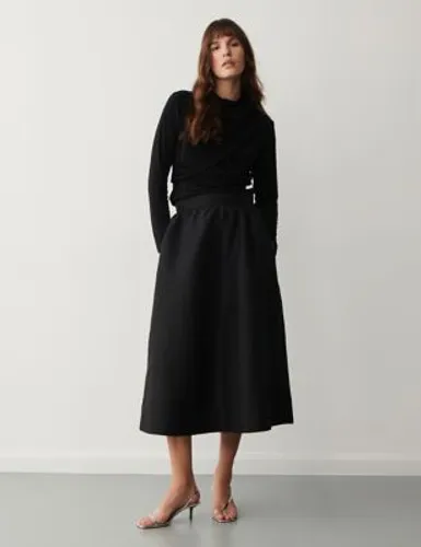 Finery London Womens Midi A-Line Skirt - 14 - Black, Black