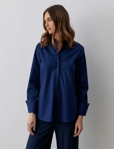 Finery London Womens Pure Cotton Collared Shirt - 10 - Navy, Navy,Light Blue,White,Black