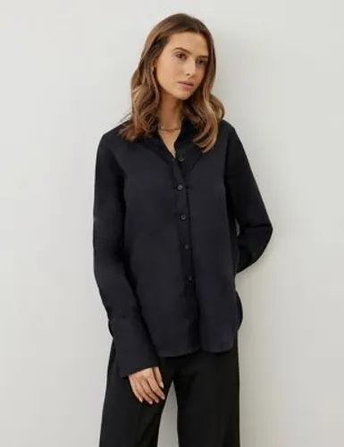 Finery London Womens Pure Cotton Collared Shirt - 22 - Black, Black,Navy,Light Blue,White