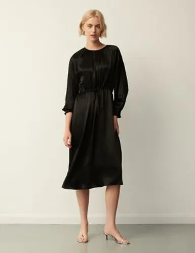 Finery London Womens Round Neck Tie Detail Midi Waisted Dress - 12 - Black, Black