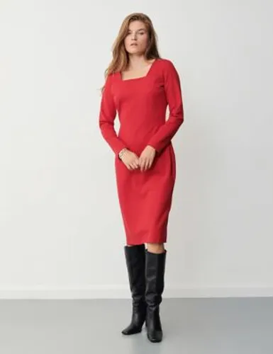 Finery London Womens Square Neck Midi Bodycon Dress - 16 - Red, Red