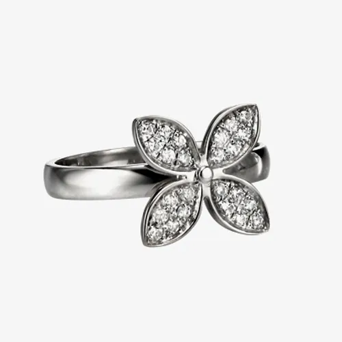 Fiorelli Silver Clear CZ Pave Flower Ring R3162C