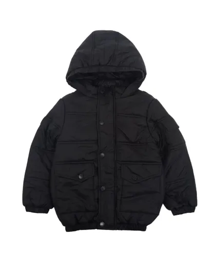 Firetrap Boys Puffer Jacket with Pockets - Black