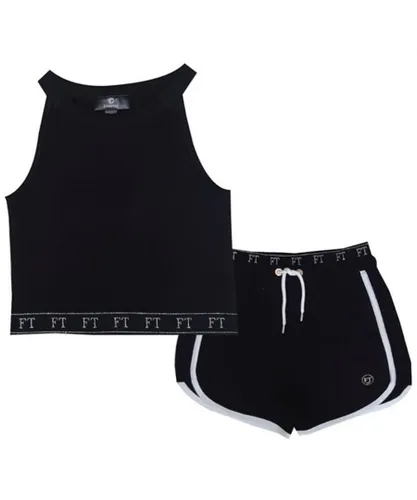 Firetrap Girls Fleece Shorts & T-Shirt Set - Black/White