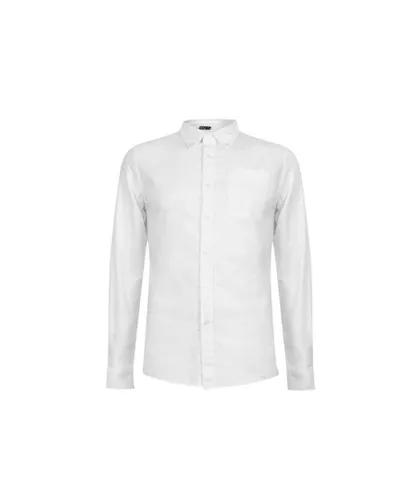 Firetrap Mens Basic Oxford Shirt in White Cotton