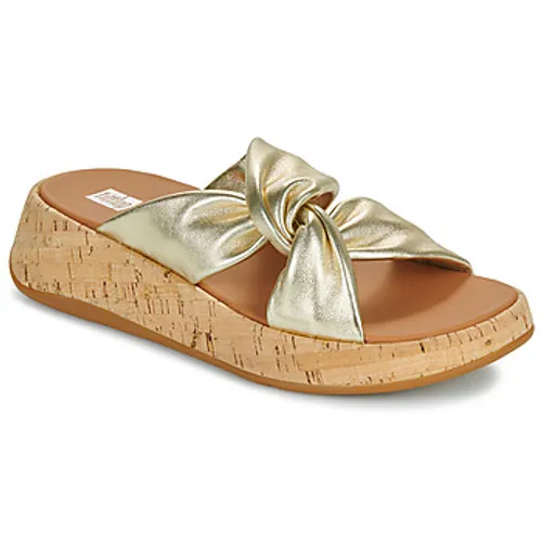 FitFlop  F-Mode Leather-Twist Flatform Slides (Cork Wrap)  women's Mules / Casual Shoes in Gold