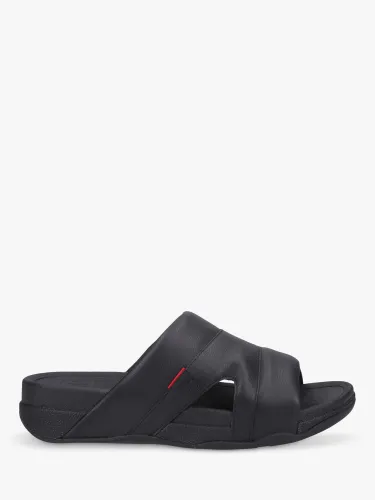 FitFlop Freeway Leather Sliders - Black - Male